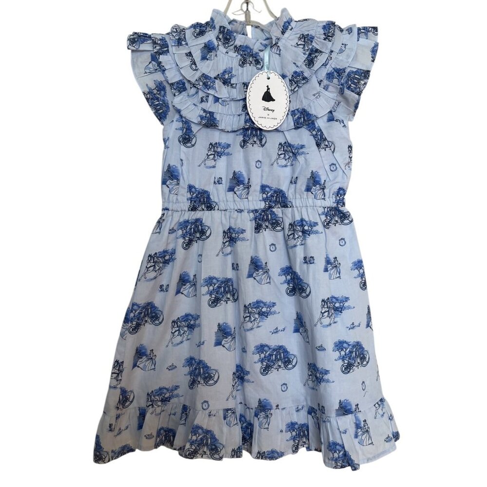 Janie And‎ Jack Disney Cinderella Dress Size 6  Ruffles Princess Print Blue
